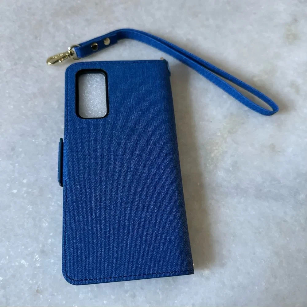 Skycase Wallet Phone Case for Samsung Galaxy S20 Blue Wristlet 3 Slip Pockets